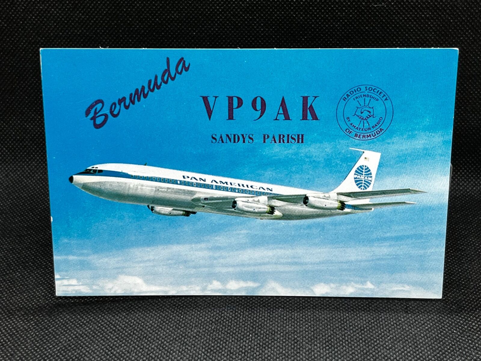 1961 QSL CARD VP9AK SANDYS PARISH, BERMUDA, PAN AMERICAN BOEING 707