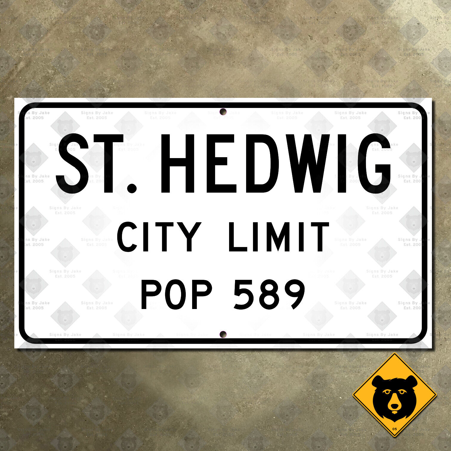 St. Hedwig Texas city limit road sign Bexar County 1956 22x13