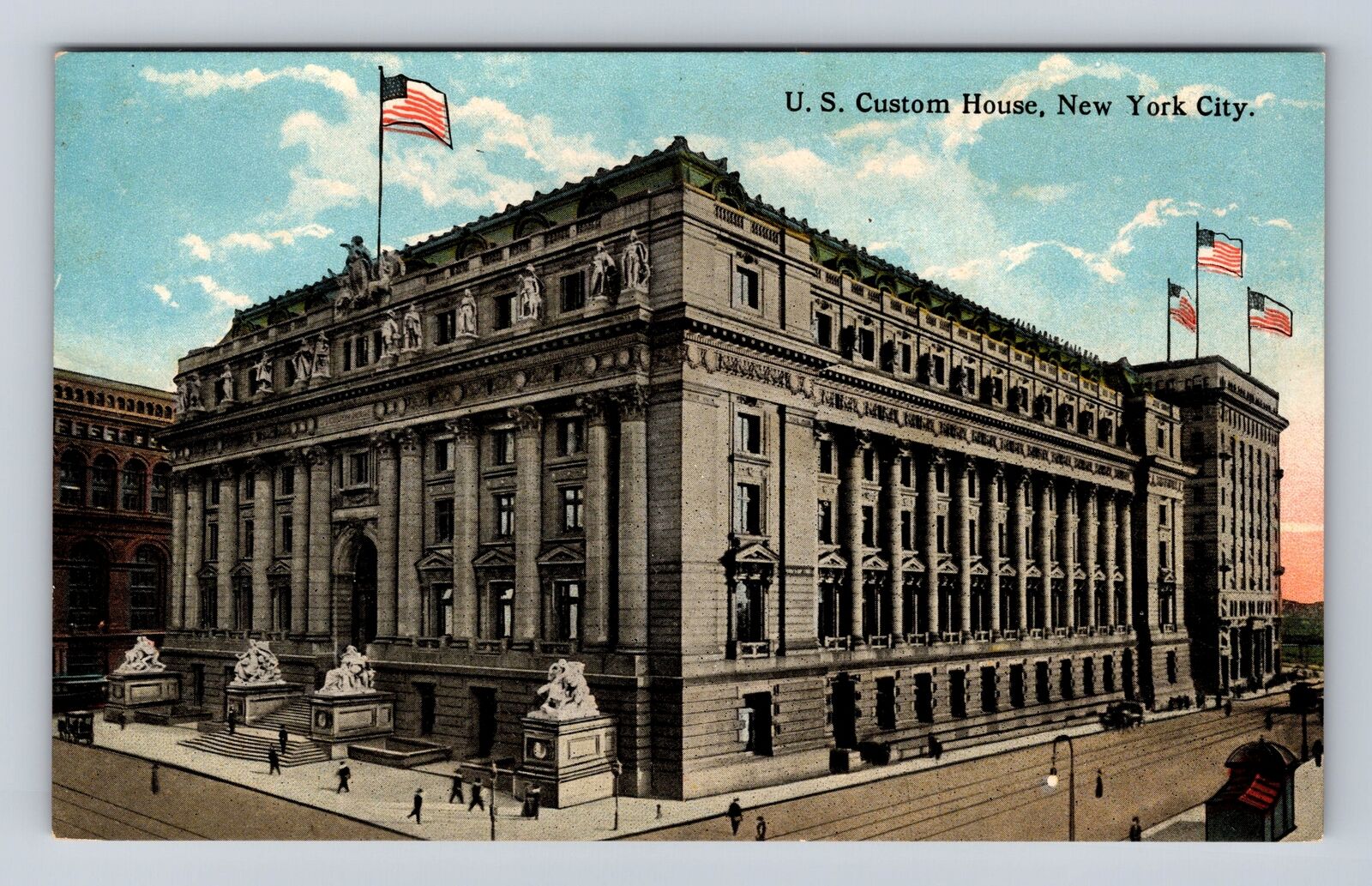 New York City NY, U.S Custom House, Antique Vintage Souvenir Postcard