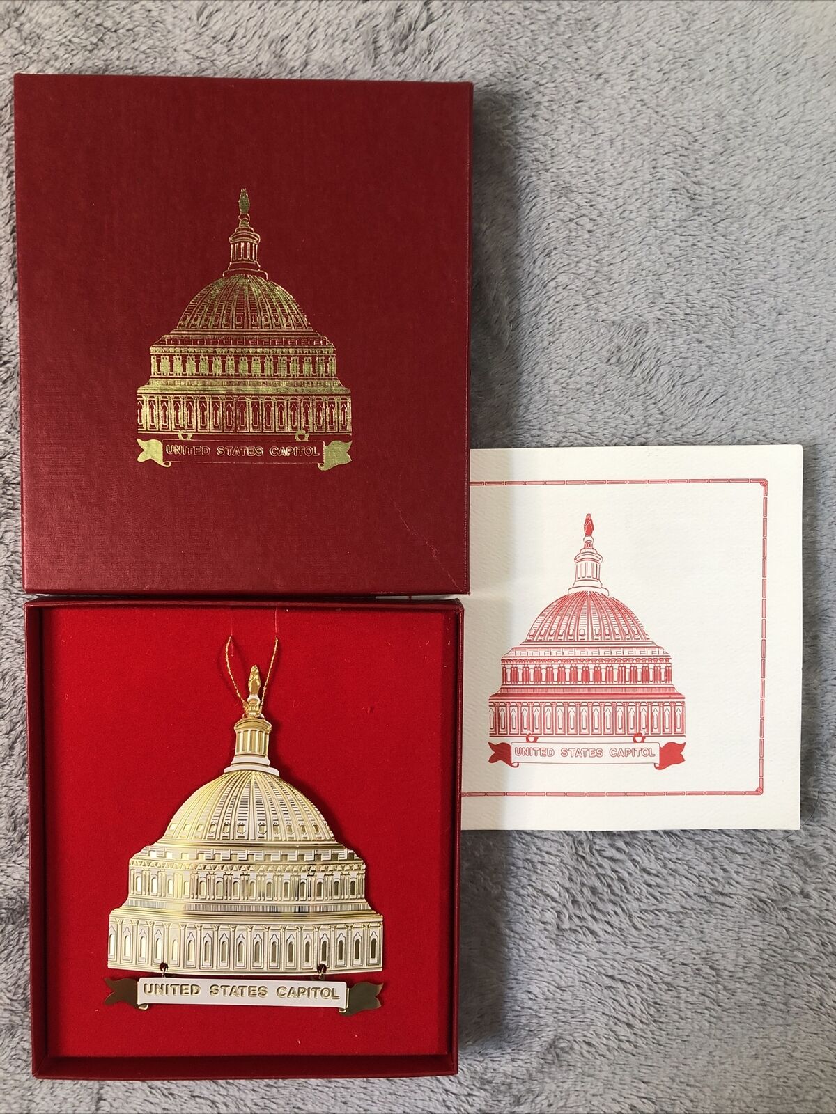 RARE 1989 United States Capitol Christmas Ornament 24kt Gold 3rd In Series Dome