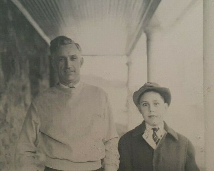 Father Bug Eyed Son Vintage Photograph