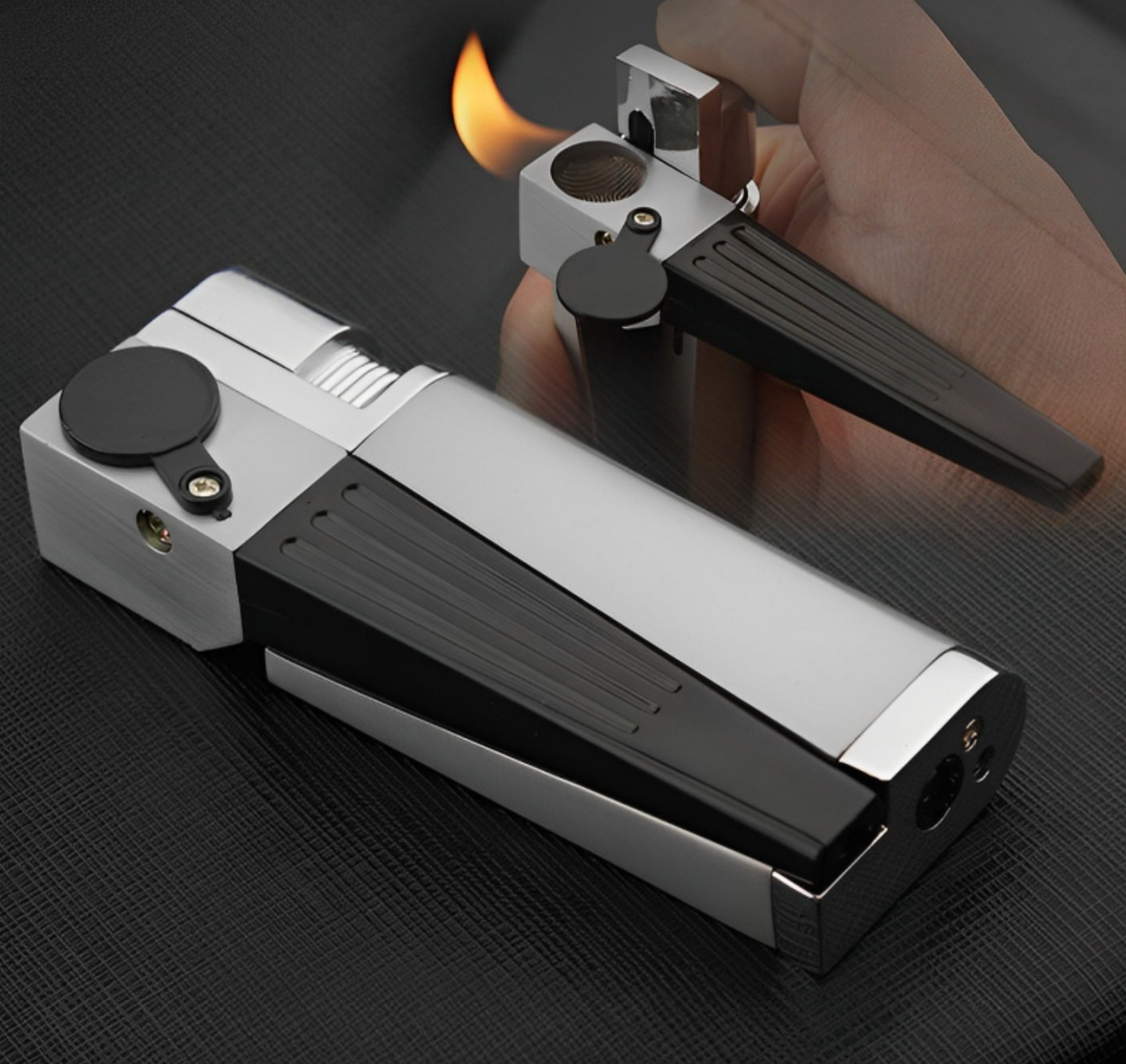2 in 1 Metal Lighter with Pipe Foldable Portable Lighter Upgrade Hitter Lighter
