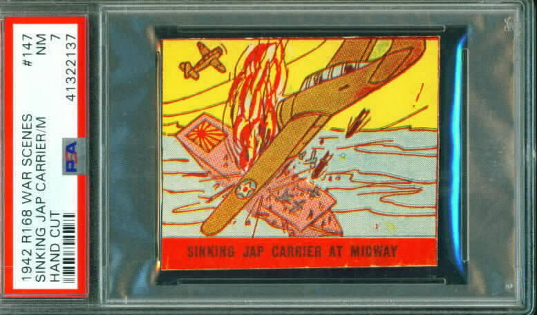 1942 R168 War Scenes #147 SINKING JAP CARRIER AT MIDWAY  (NM) PSA 7