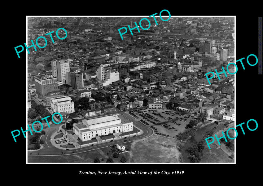 OLD LARGE HISTORIC PHOTO TRENTON NEW JERSEY, AERIAL VIEW OF CITY c1939 2