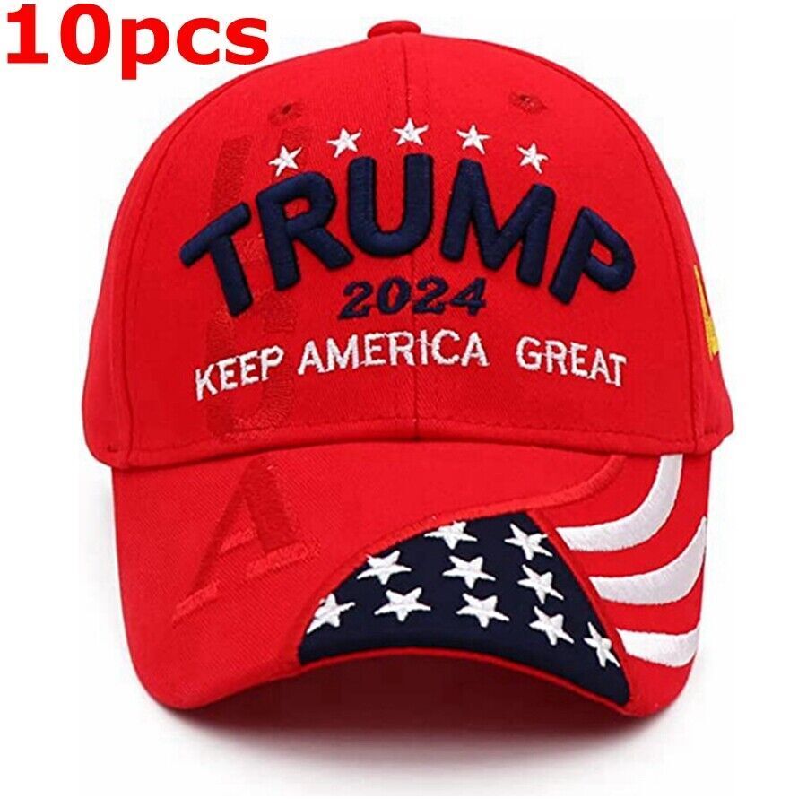 10PCS Donald Trump Hat Keep America Great Again 2024 Campaign Republican Cap USA