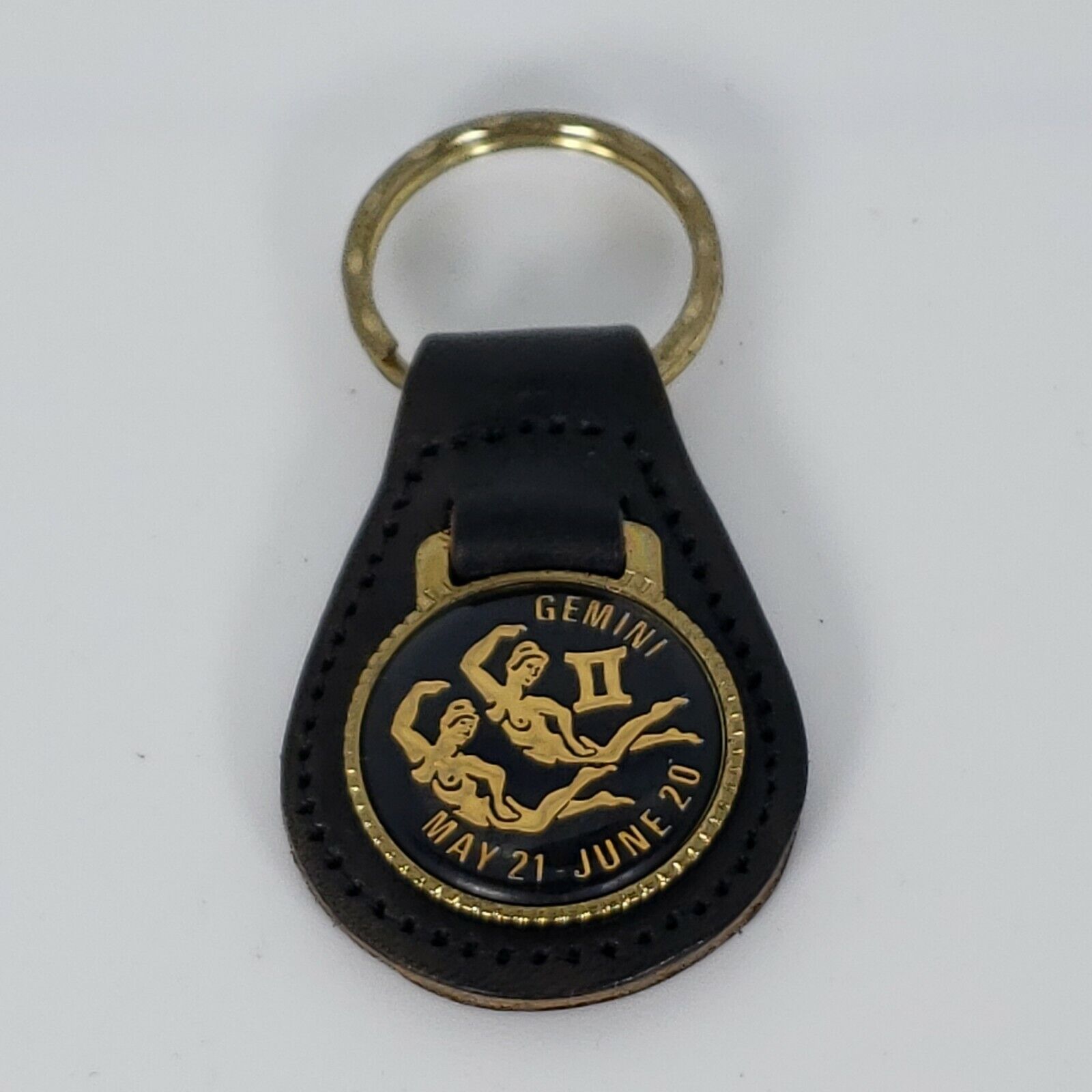 Vintage Gemini Horiscope Leather Keychain NOS Key Ring Key Fob May21 - June02