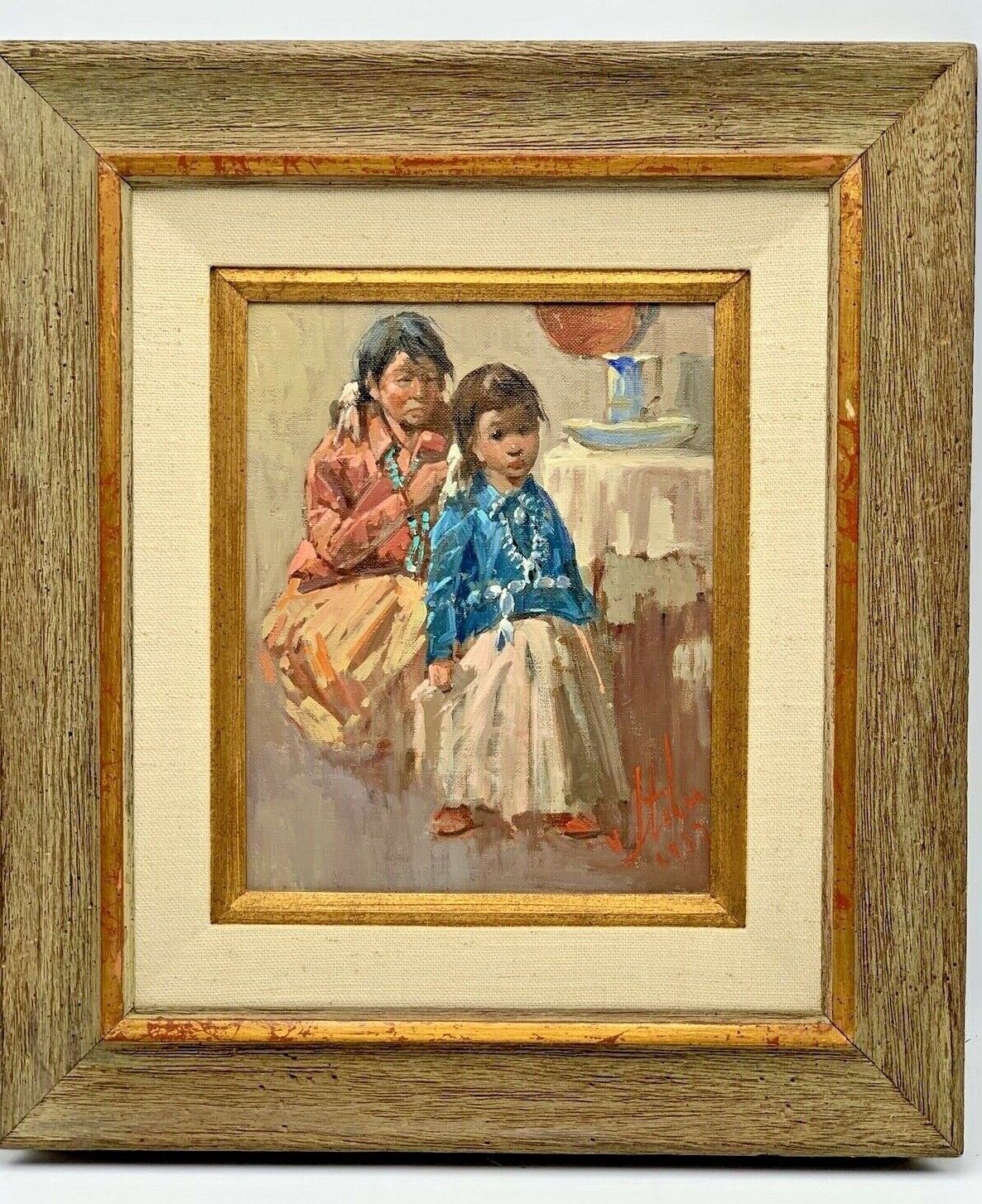 Vladan Stiha (1908-1992) “Woman And Child” Oil On Canvas 1973 16\
