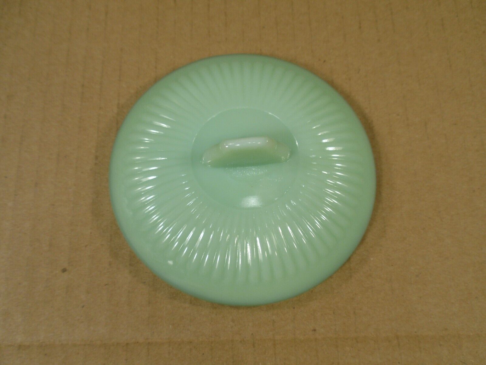 Vtg Fire-King Jadeite Ovenware Jane Ray Sugar Bowl Lid ONLY Ribbed 3.5 In
