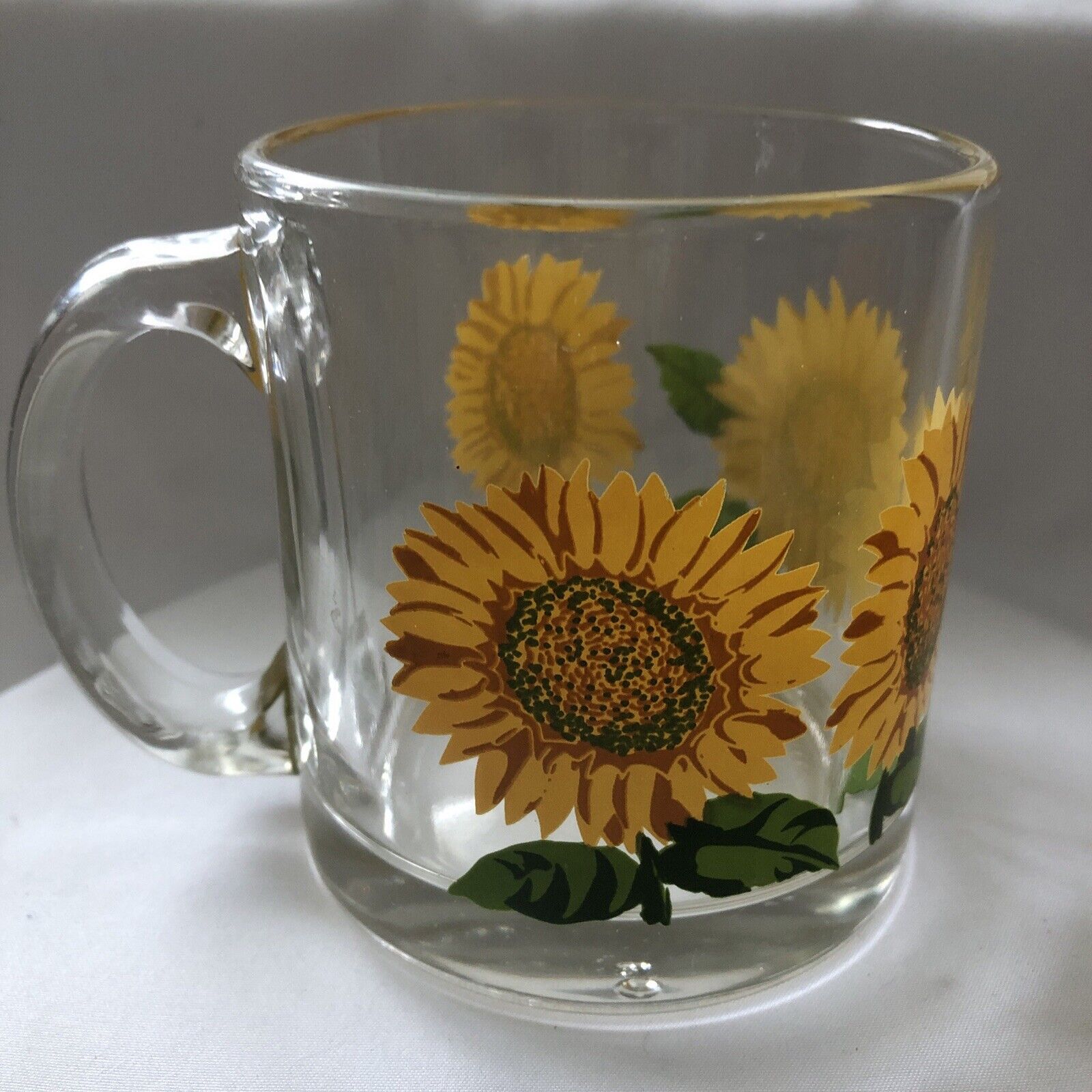 Vintage Libbey Sunflower Clear Glass Mug #18