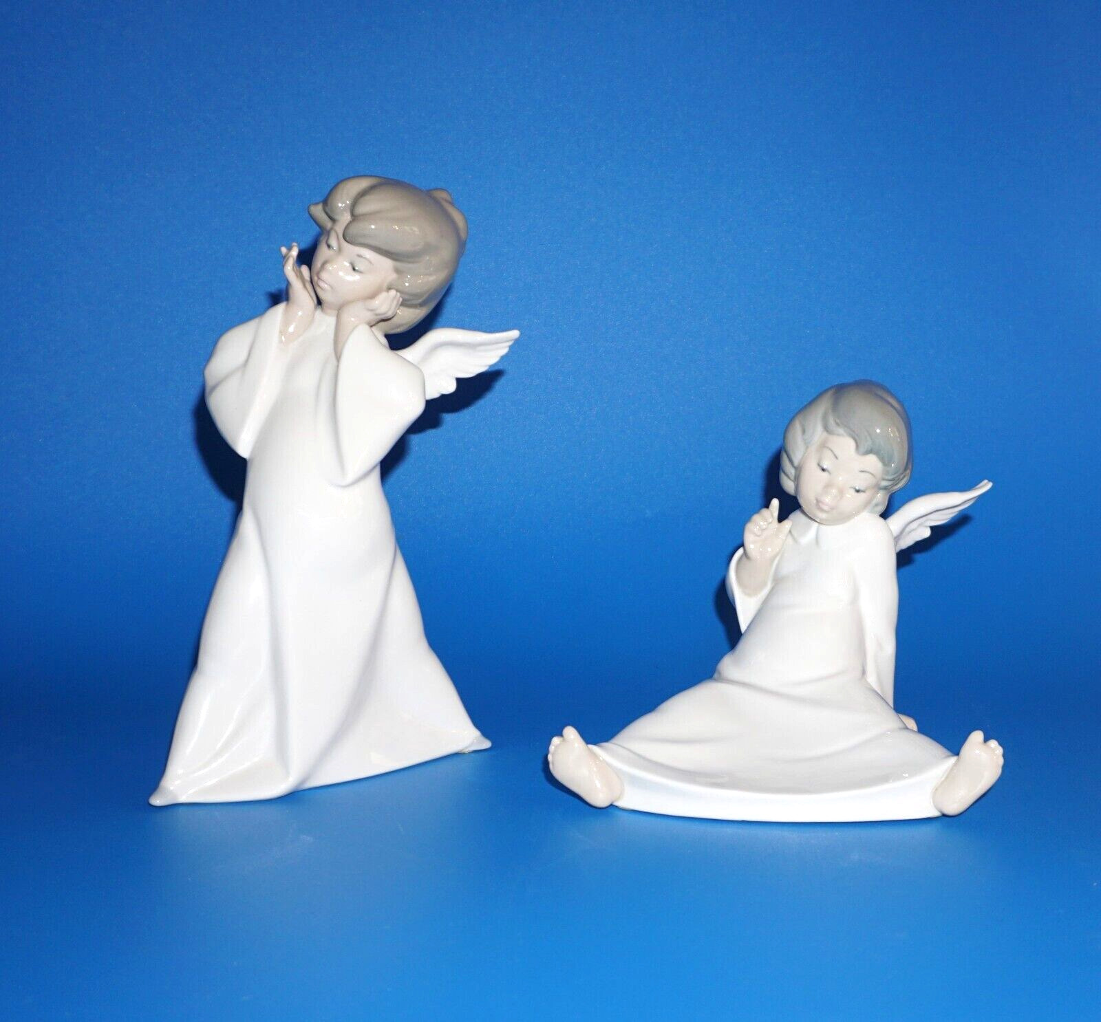 Lladro Figurines Set of 2 Angels 4959 Mime Puzzled 4962 Wondering