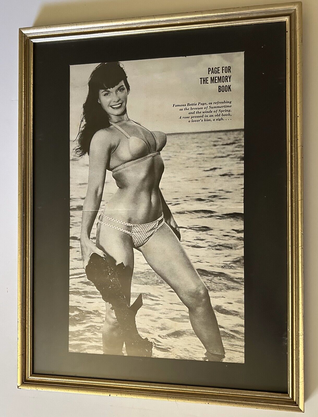 Vintage 1959 Bettie Mae Page Framed Parade Mag. Centerfold Picture