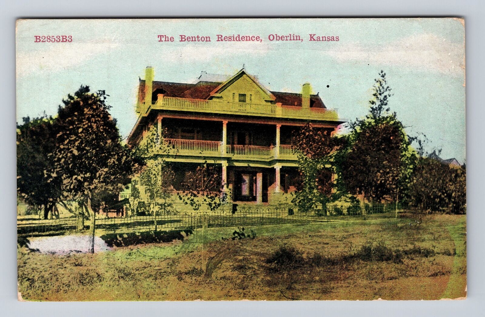 Oberlin KS-Kansas, The Benton Residence, Antique, Vintage Postcard
