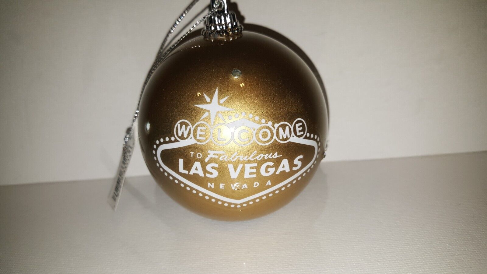 Gold Colored Welcome To Fabulous Las Vegas Blinking Lights Christmas Ornament 