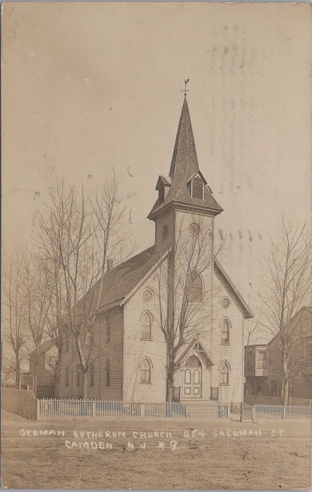 German Lutheran Church Sherman St.Camden New Jersey 1908 Postcard