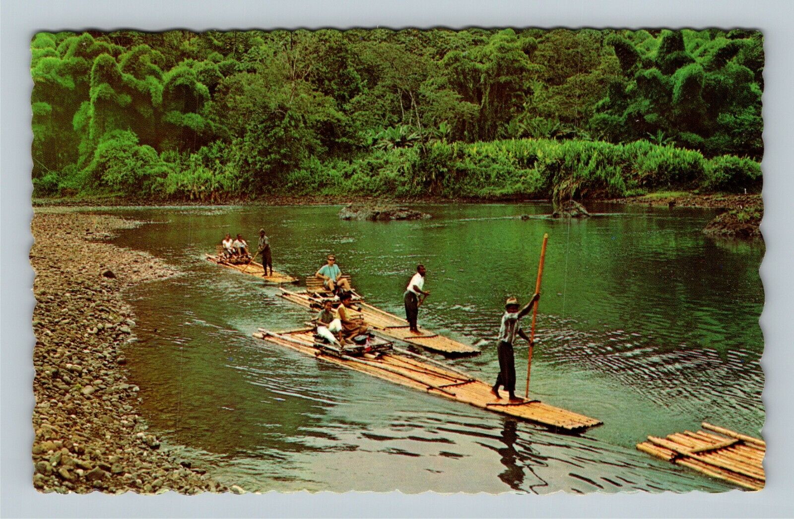Port Antonio, Rafting On The Rio Grande River, Jamaica Vintage PostcardÂ Â 