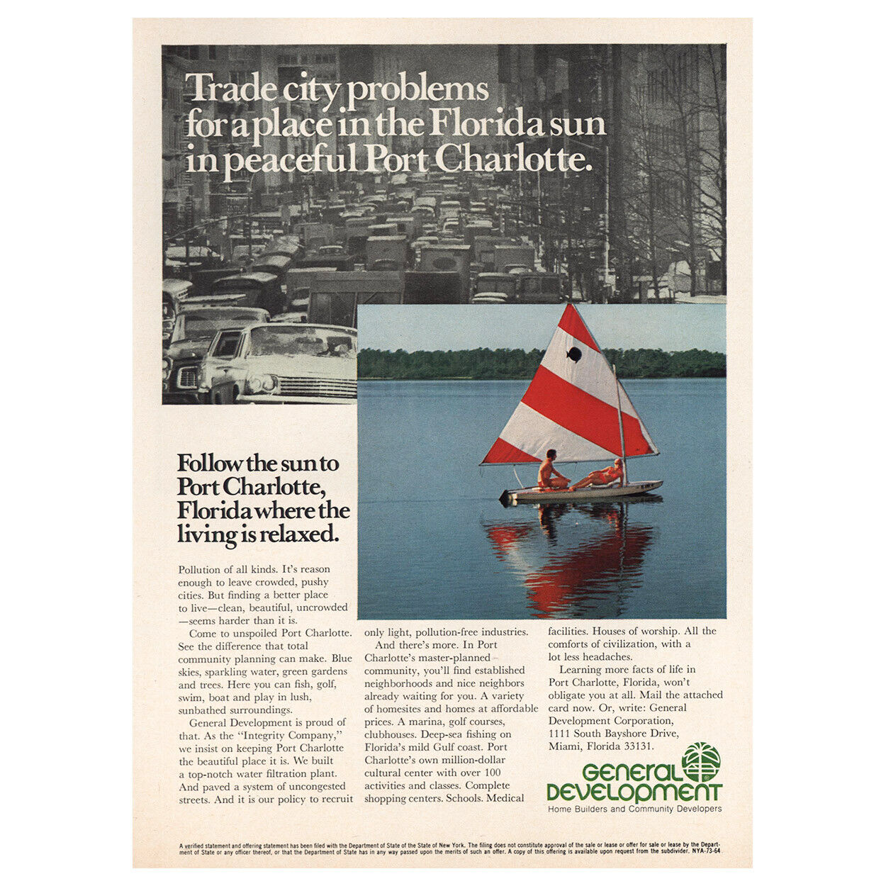 1973 Port Charlotte Florida: Follow the Sun Vintage Print Ad