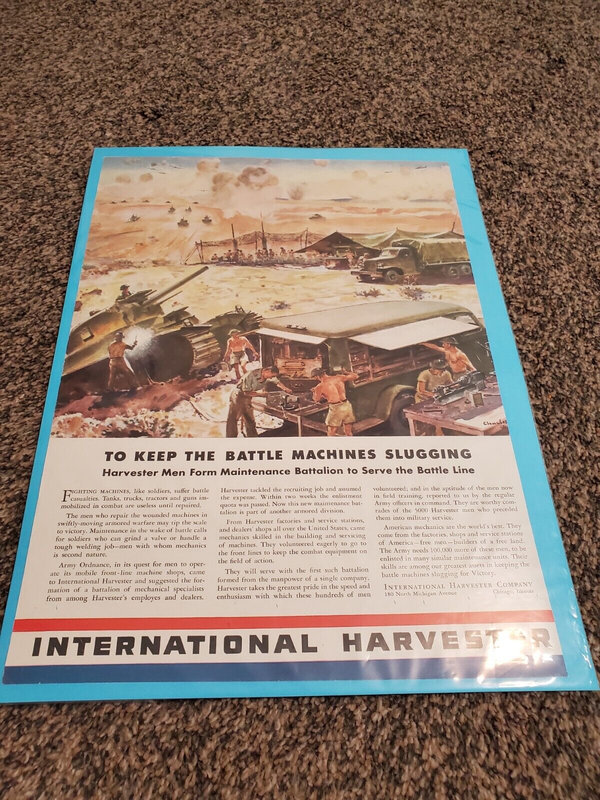 1942 Print Ad International Harvester Maintenance Battalion Army Trucks War