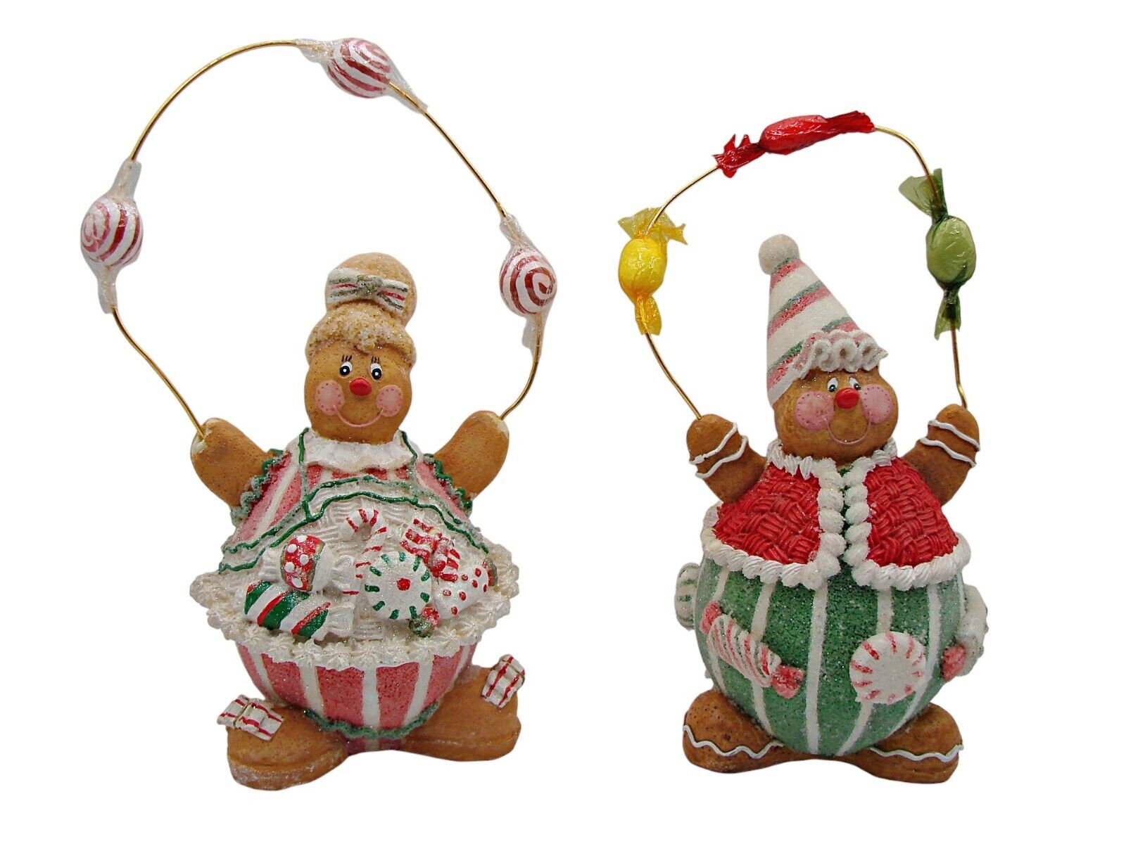 Vintage Gingerbread Christmas Holiday Figurines Polystyrene Candy Glitter Sugar