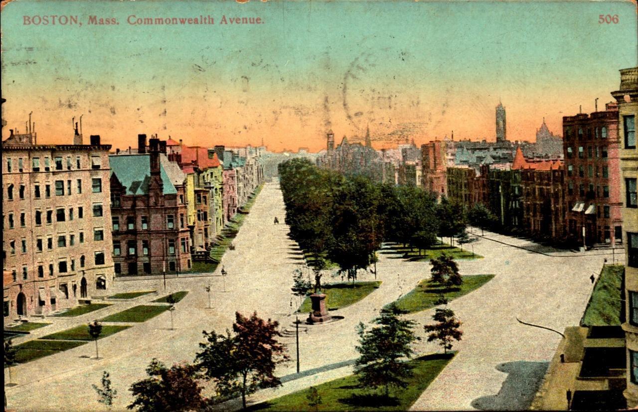 Boston Mass Ma Commonwealth Avenue Antique Divided Back 1909 Postcard bk53
