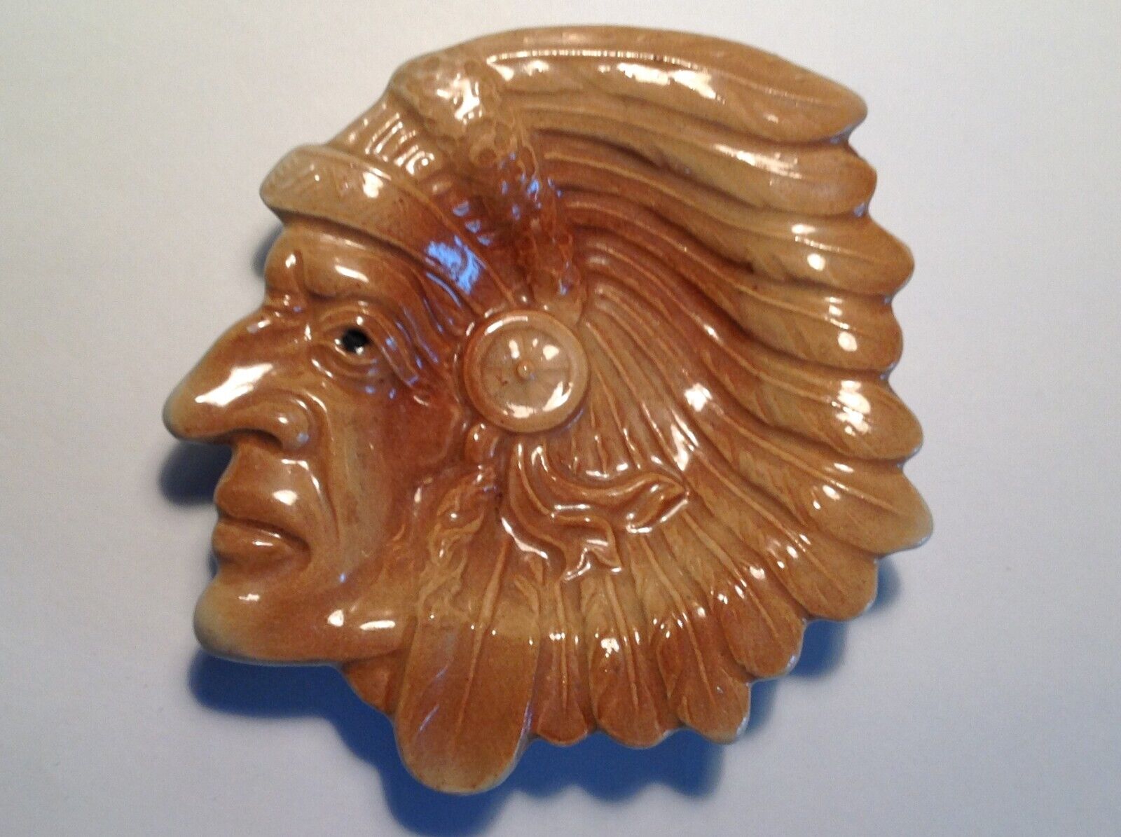 Vintage 1950\'s Native American Indian Chief Ceramic Ashtray Made In Occupi Japan