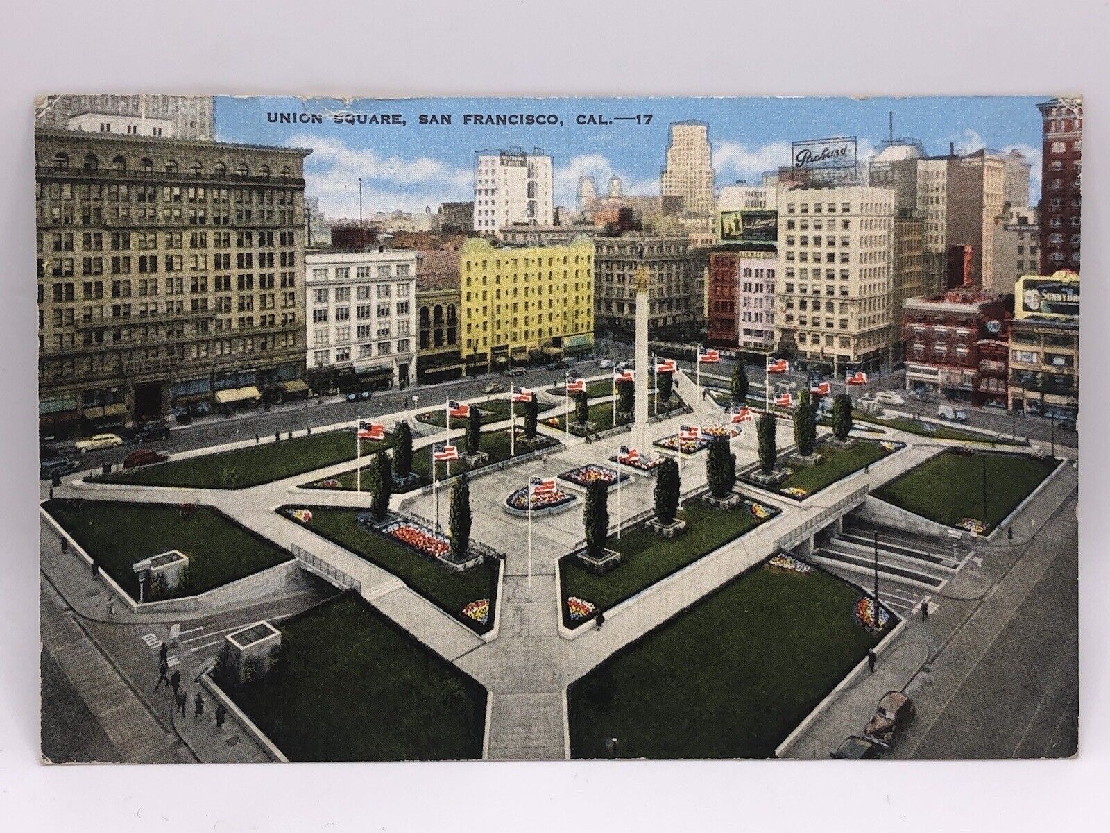 Postcard Union Square San Francisco California Posted 1944