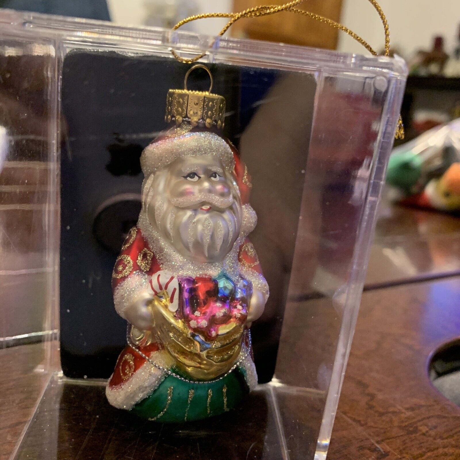 2003 Old World Glass Hand Crafted  Ornament Santa & Presents Michaels