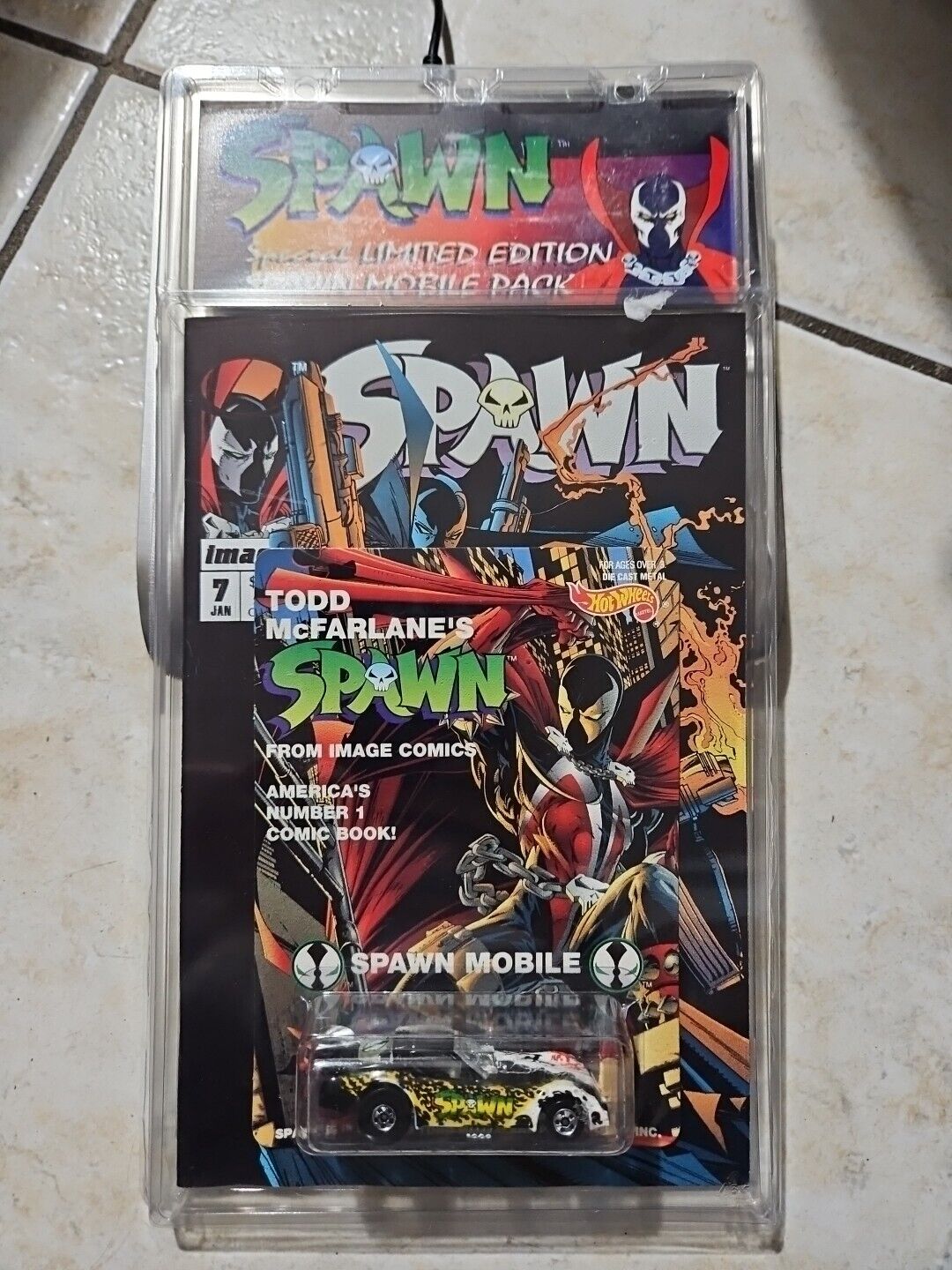 Spawn Mobile Pack #7 Spawn Mobile 1992 VTG Diecast Hot Wheels W/Comic Book