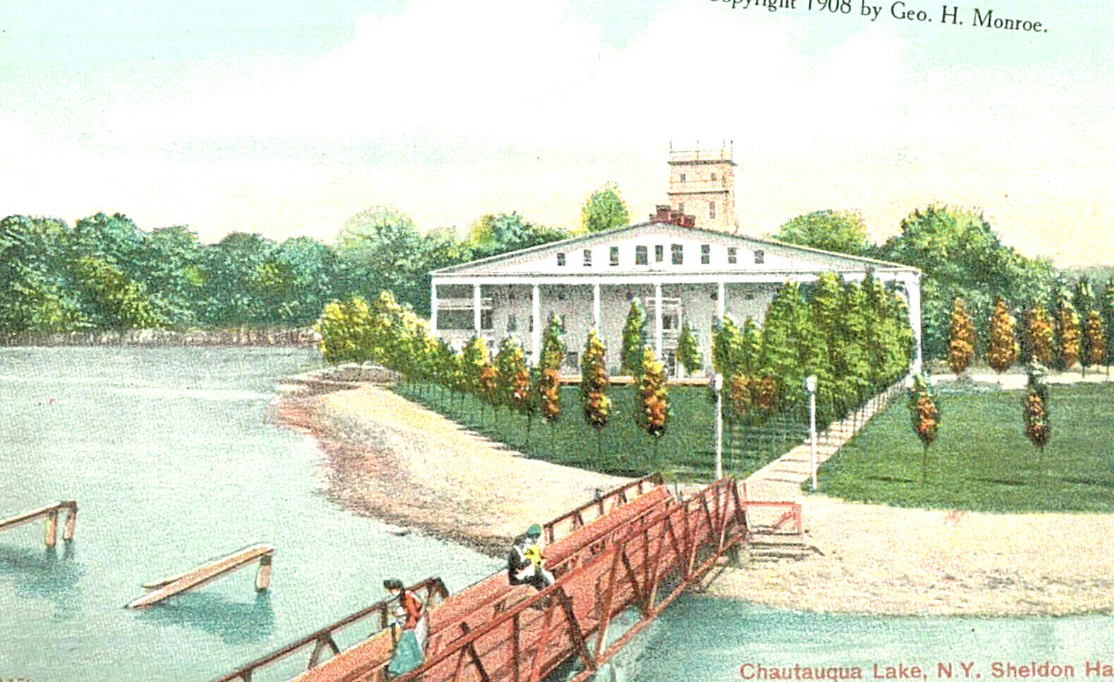 VIntage Postcard-Chautauqua Lake, Sheldon Hall, NY