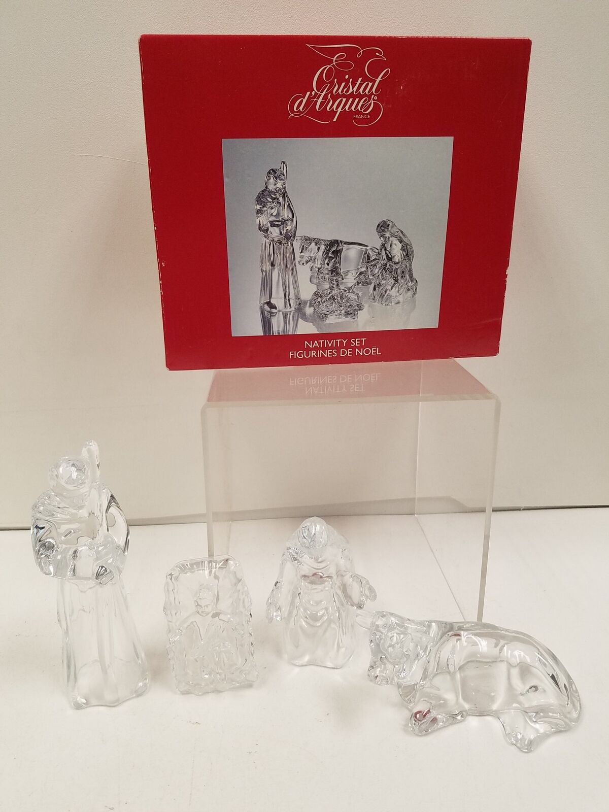 Vintage Cristal d\'Arques France 4 Piece Crystal Nativity Set
