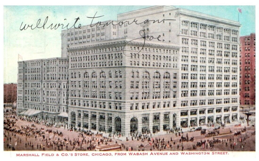MARSHAL FIELD & CO STORE,CHICAGO,IL.VTG 1906 POSTCARD*D9
