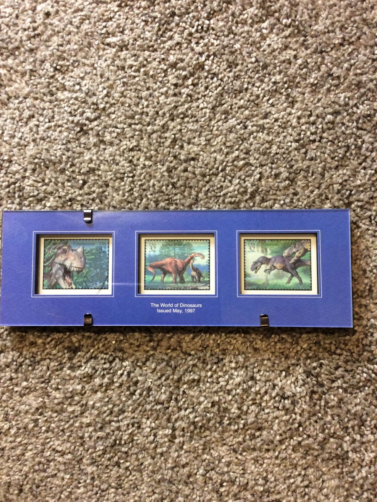 1997 USPS Dinosaurs Postmark Gallery Easel Framed Print Dinosaur Stamps IOB