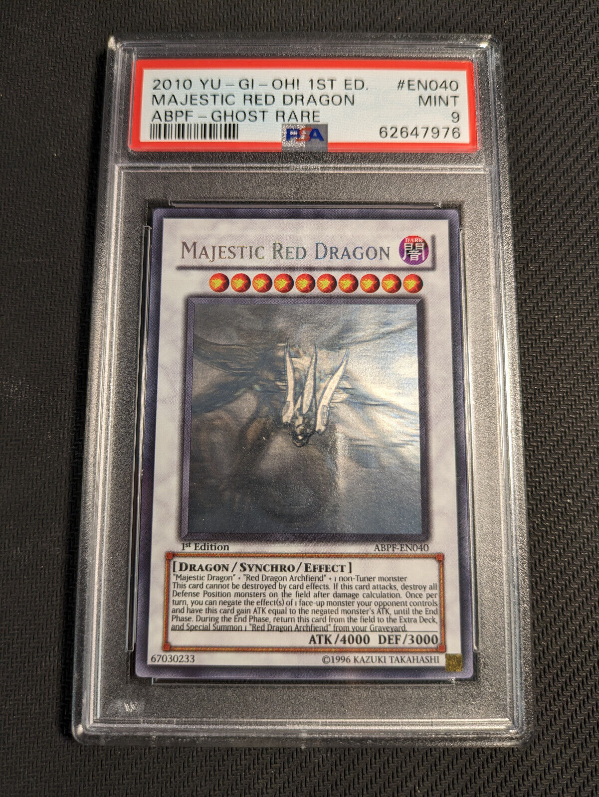 Yugioh Majestic Red Dragon ABPF-EN040 1st Edition Ghost Rare PSA 9 Mint