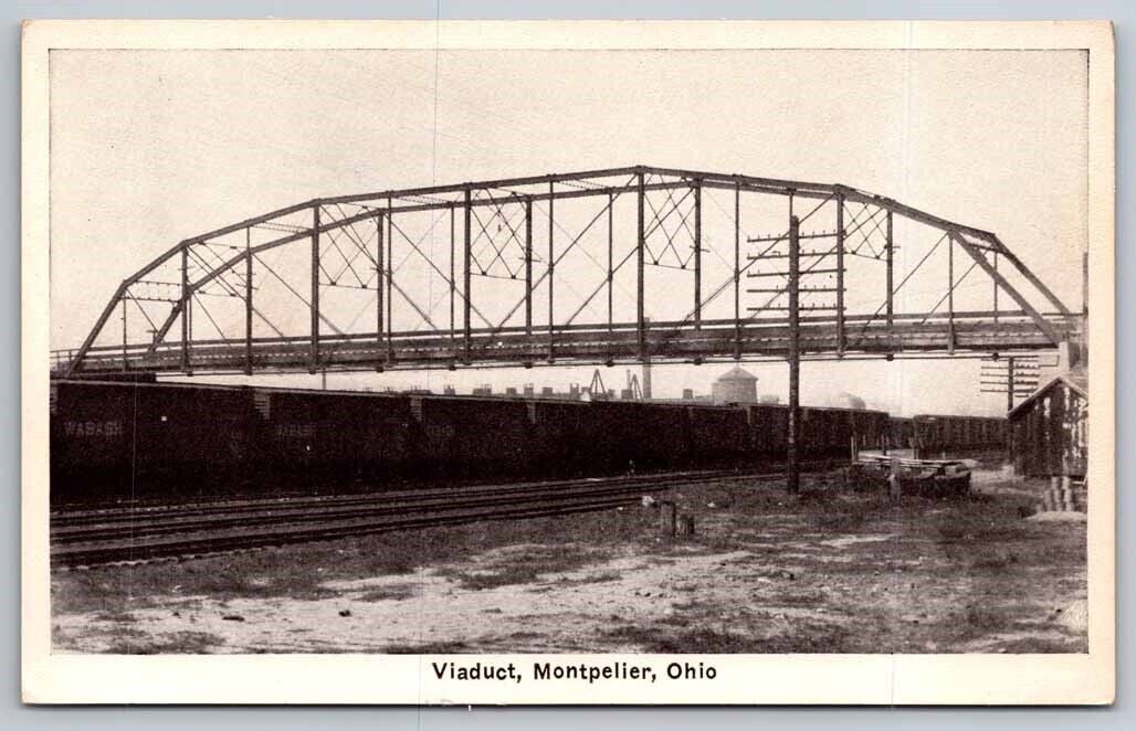 eStampsNet - Viaduct over Railroad Train Montpeller OH Wabash Auburn Postcard 