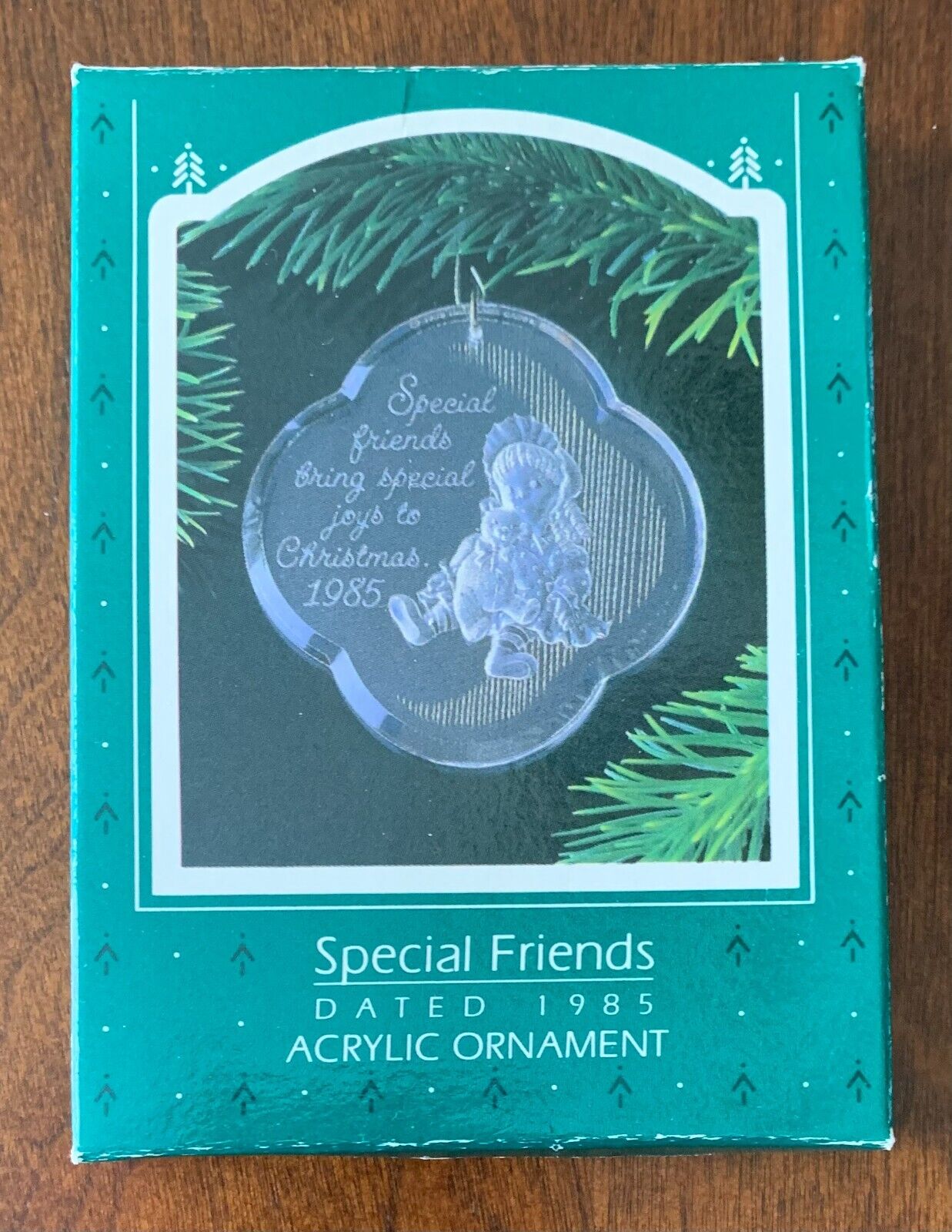 Hallmark Vintage Ornament 1985 Special Friends ~ Clear Etched