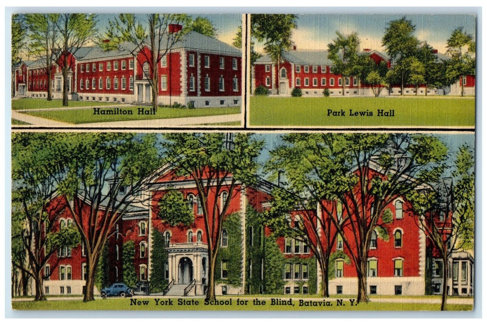 1957 New York State School Building For The Blind Batavia New York NY Postcard