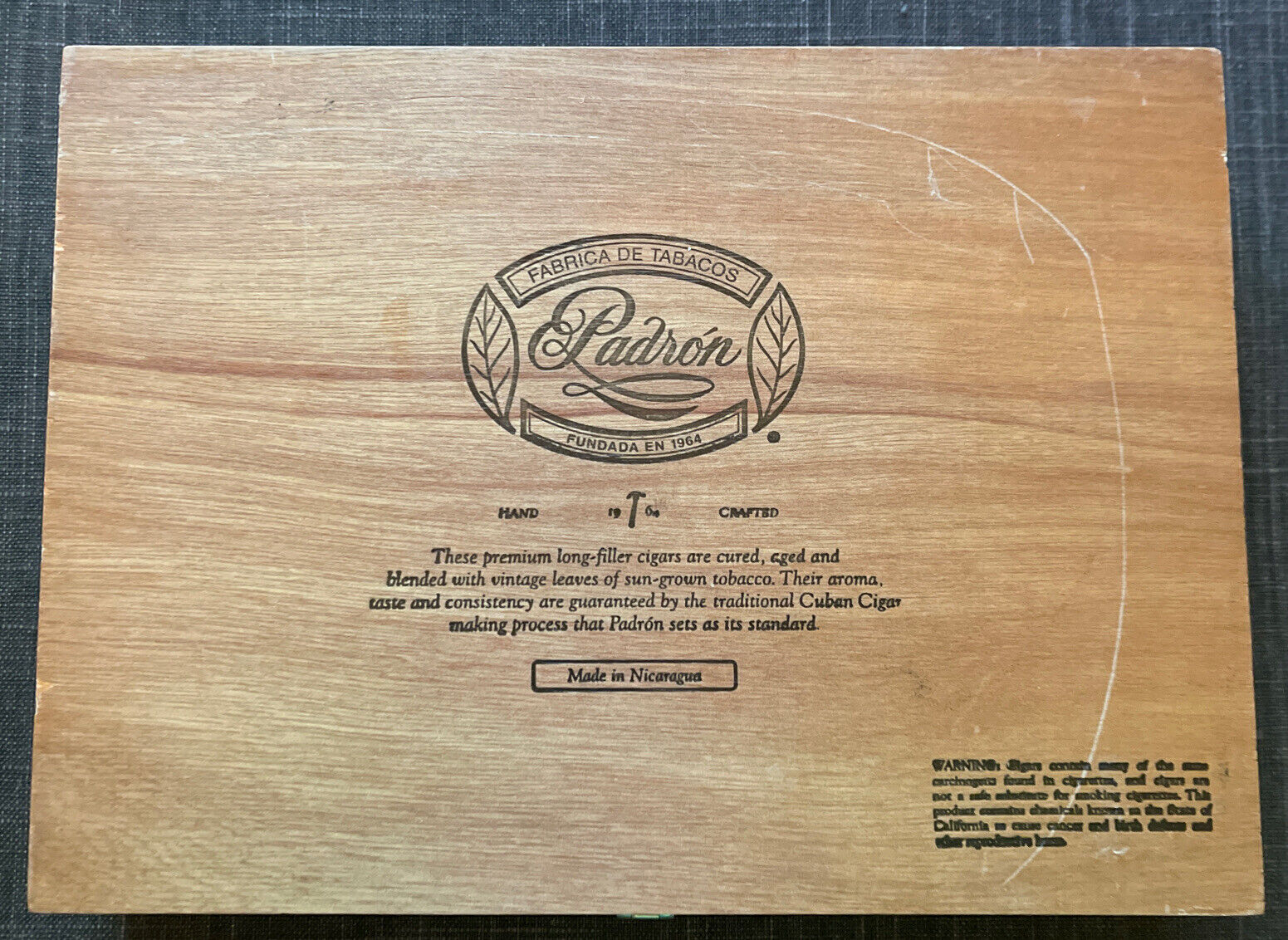 Padron 1964 Anniversary Series Aaron No 4 Empty Wooden Cigar Box