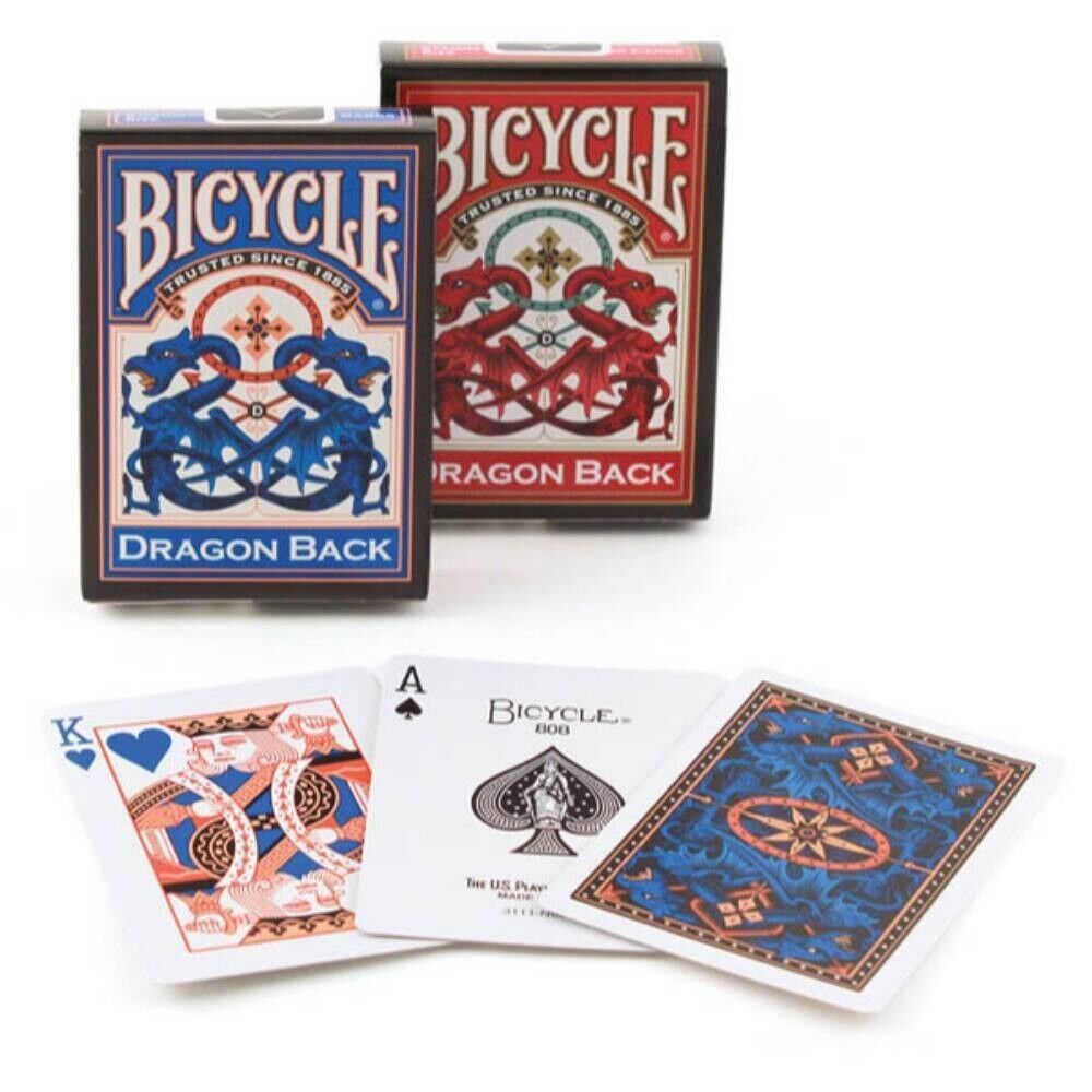 Dragon Back 2 Deck Set Red & Blue Bicycle Playing Cards