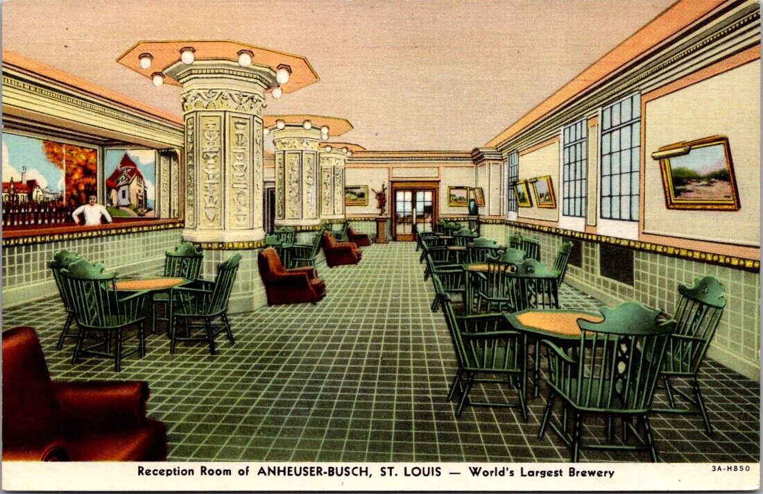 Postcard Reception Room of Anheuser-Busch Brewery in St. Louis, Missouri
