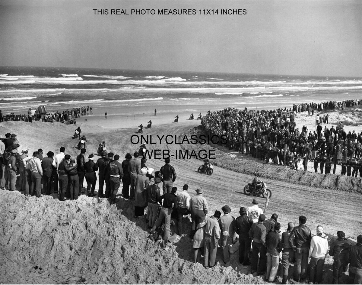 1948 DAYTONA BEACH FLORIDA MOTORCYCLE RACING 11x14 PHOTO HARLEY DAVIDSON, INDIAN