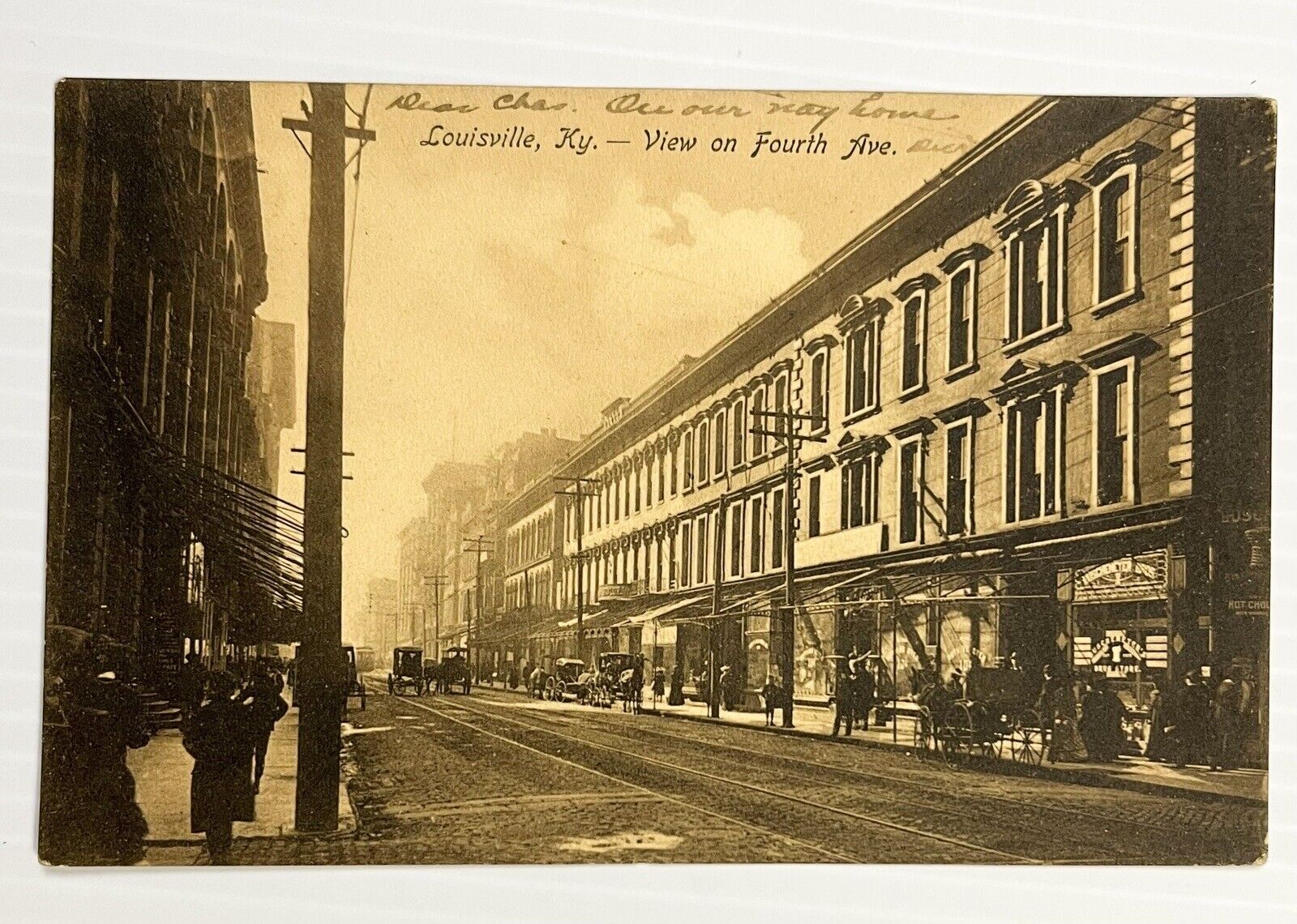 1906 Postcard Louisville, Kentucky KY View On Fourth Ave., Undivided Back Sepia
