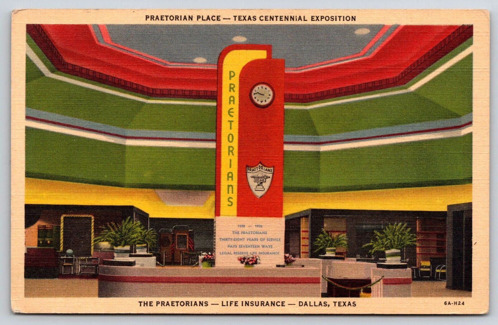 Postcard Dallas Tx Praetorian Palace Texas Centennial Exposition Life Insurance