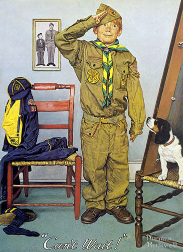 Can\'t Wait  22x30 Boy Scout Art Print by Norman Rockwell