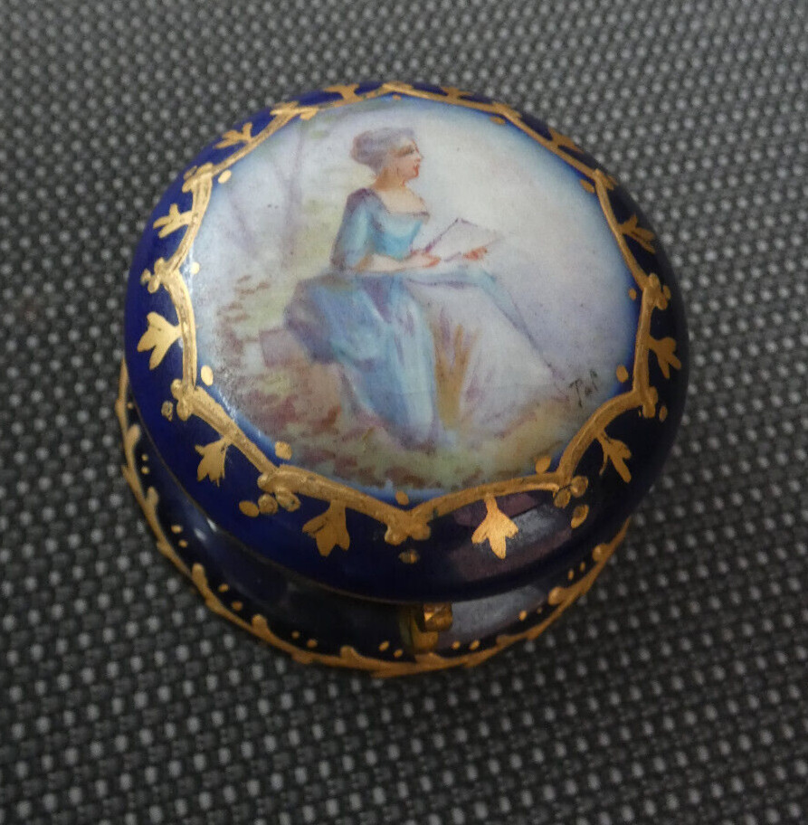 Antique french sevres style porcelain pill box