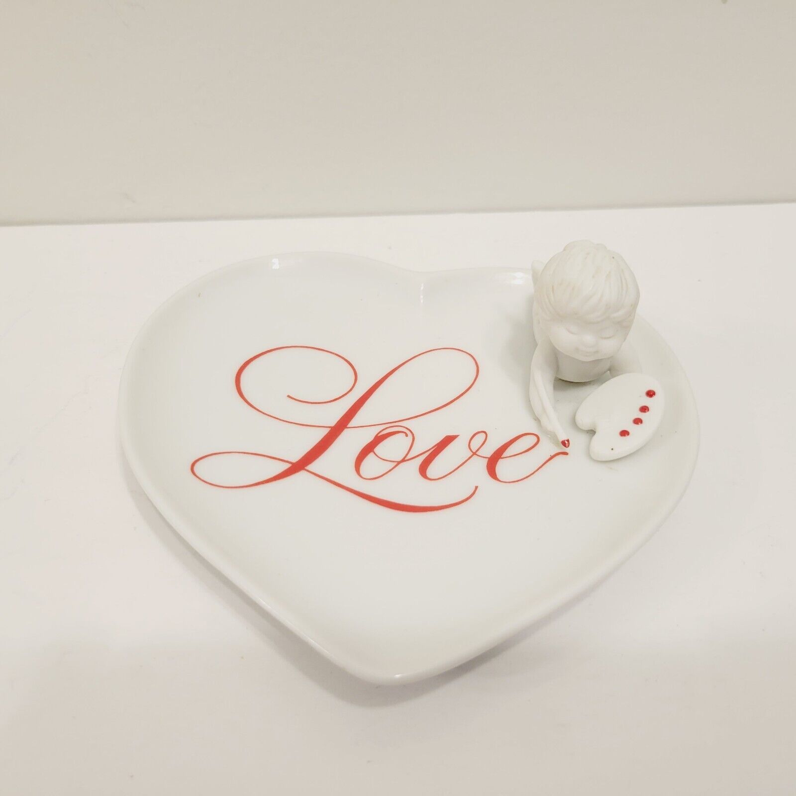 Cupid\'s Porcelain Heart Love Cupid Avon Valentines Vtg 1984 Trinket Dish