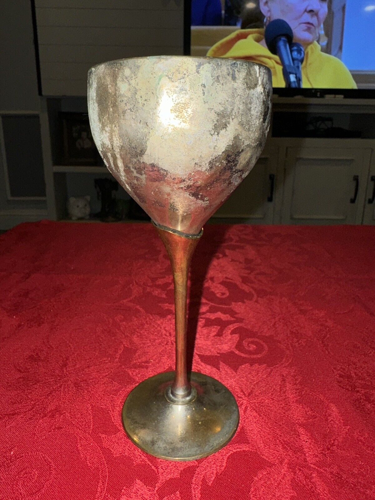 Vintage Silver-plated Stemmed Cordial Wine Goblet Tarnished