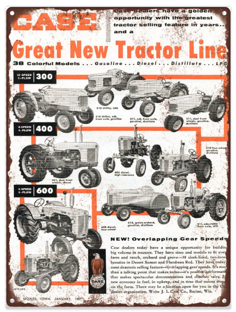 1957 Dealer Case Farm Tractor Ad Baked Metal Repro Sign 9x12 60173
