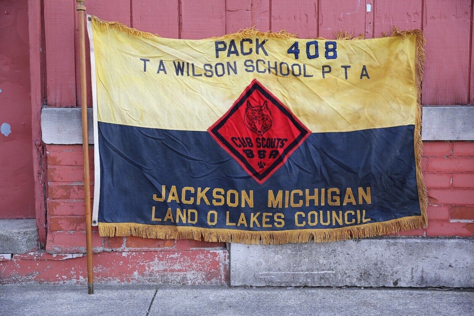 Vintage Cub Scout Flag Boy Scout Pack 408 Jackson Michigan School Banner Sign