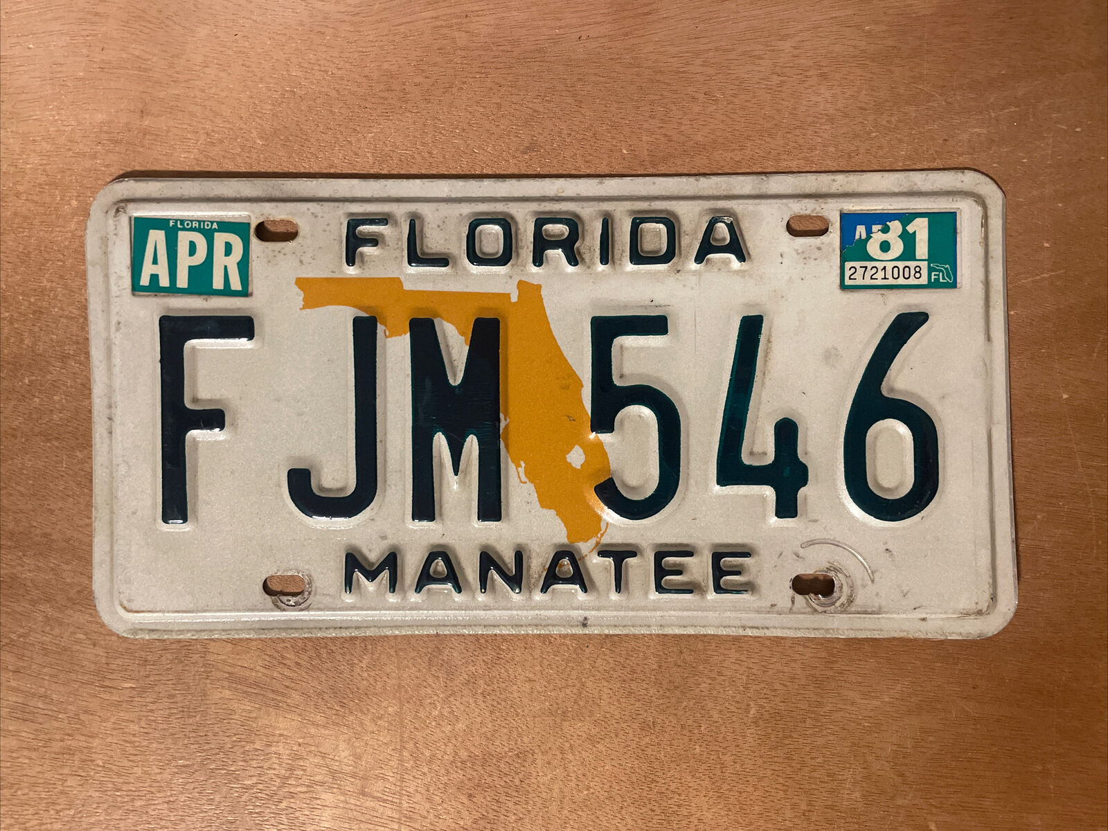 1981 Florida License Plate # FJM 546 Manatee County