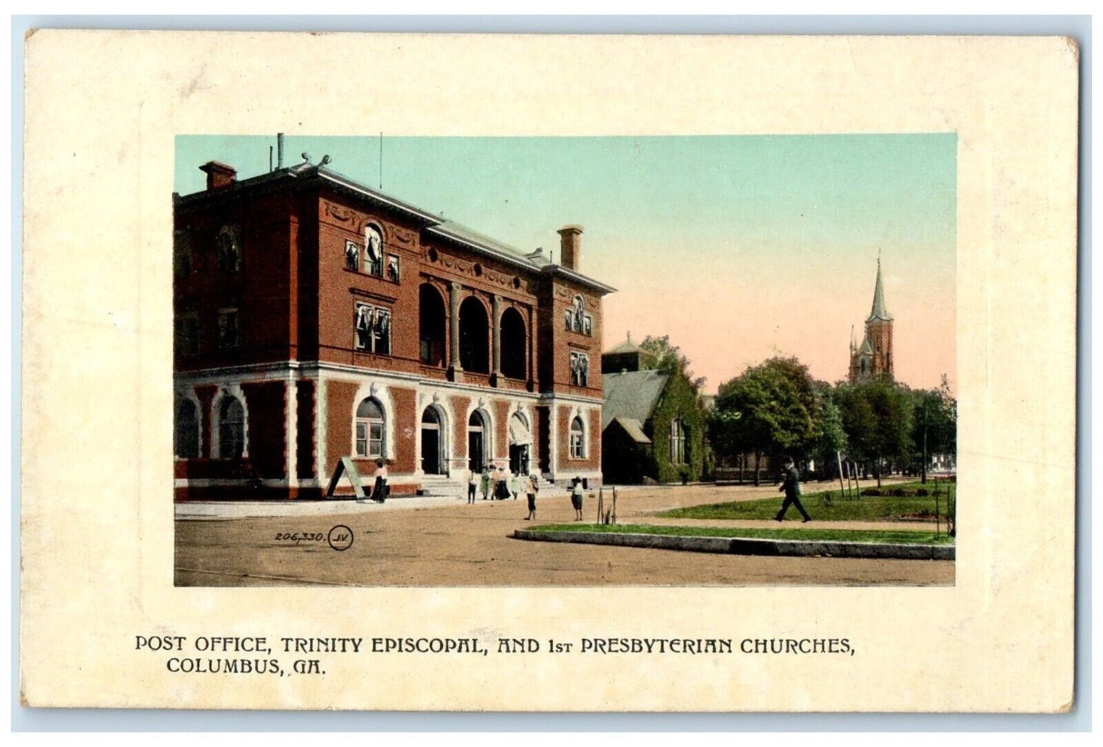 Post Office Trinity Episcopal And 1st Presbyterian Churches Columbia GA Postcard