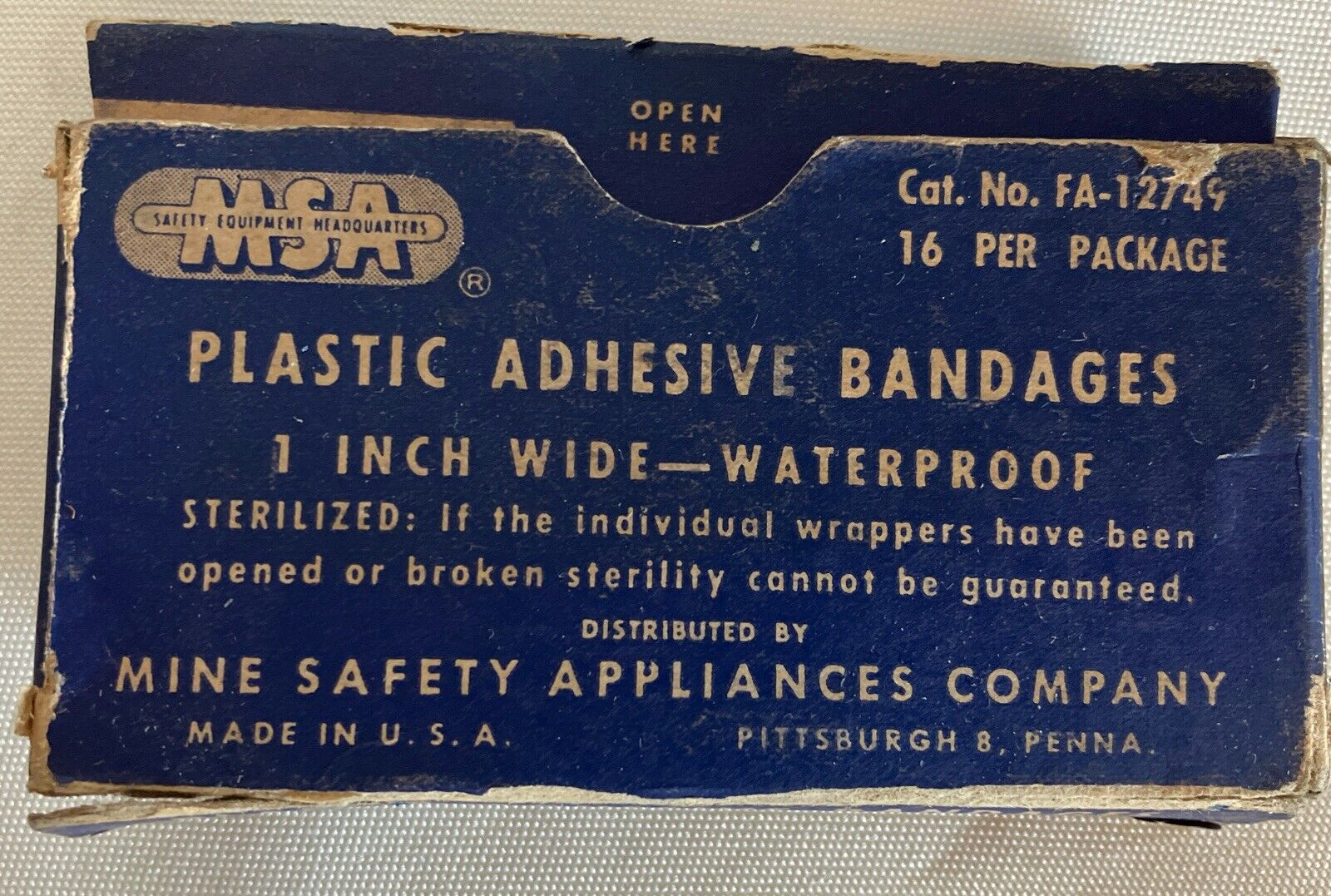 Vintage Military Adhesive Bandages MINE SAFETY APPLIANCES CO. Bandaids